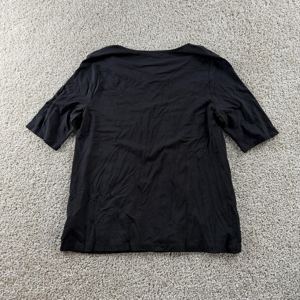 Cable & Gauge Shirt Womens Large Black V Neck Short Sleeve Jersey Basic - Picture 3 of 6